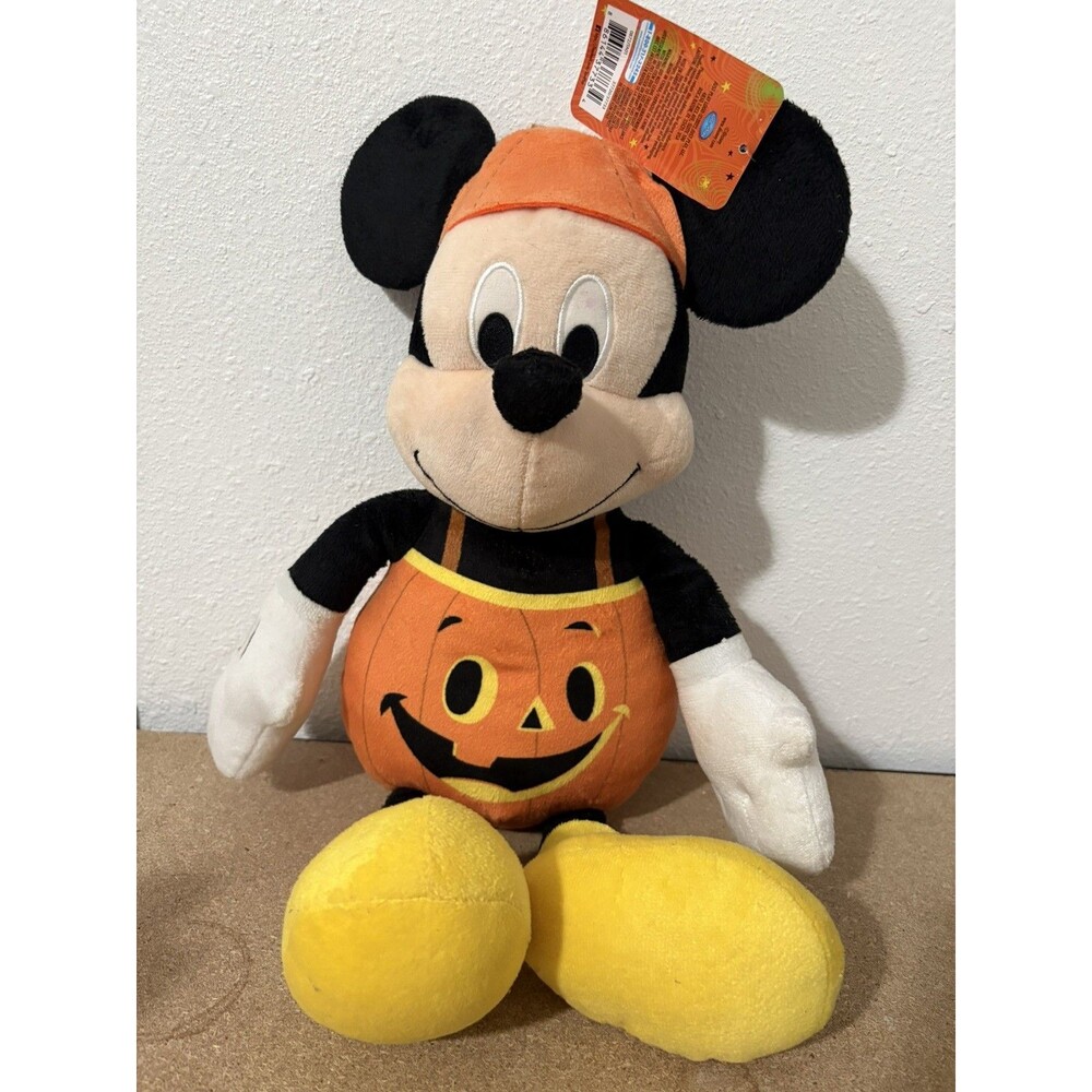 Disney Mickey Mouse Orange Pumpkin Halloween Plush Stuffed Animal Character